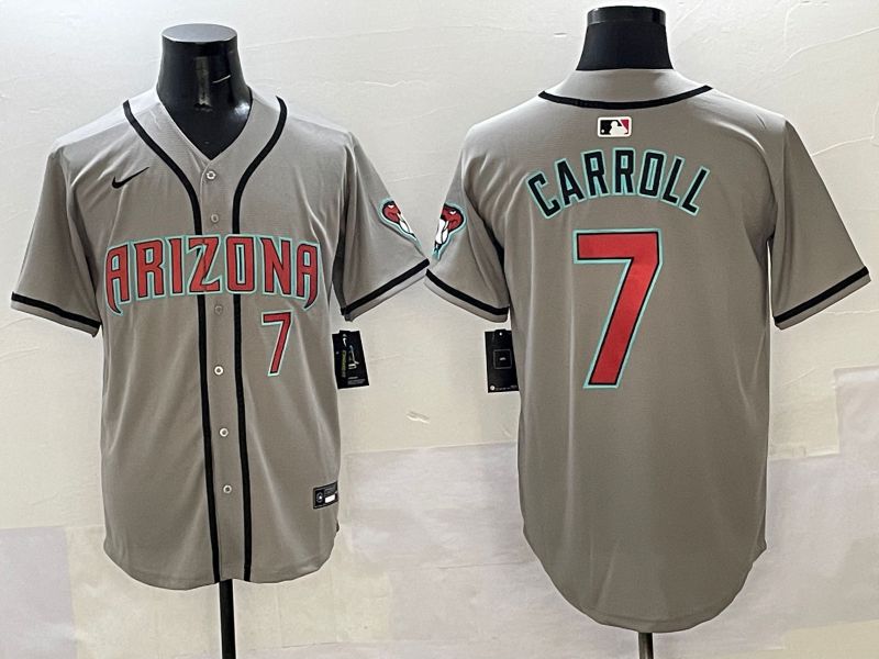 Men Arizona Diamondback #7 Carroll Grey Game Nike 2025 MLB Jersey style 35->arizona diamondback->MLB Jersey
